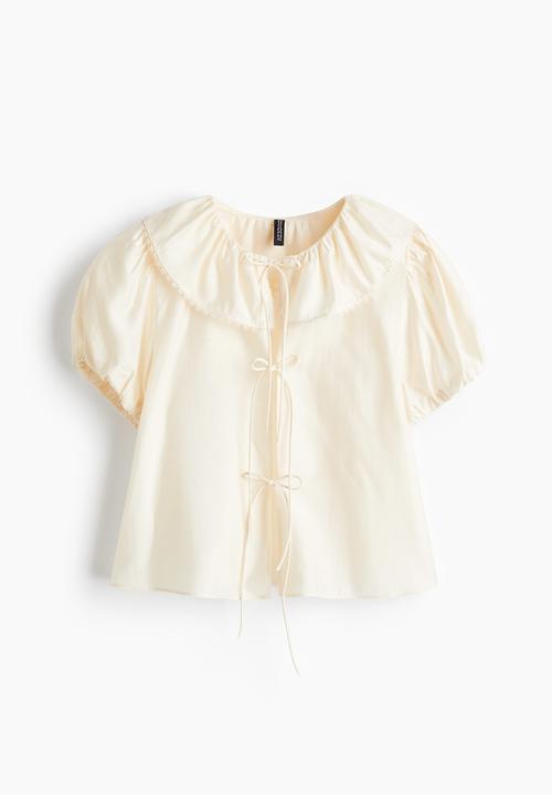 H&M - Tie-front blouse - cream