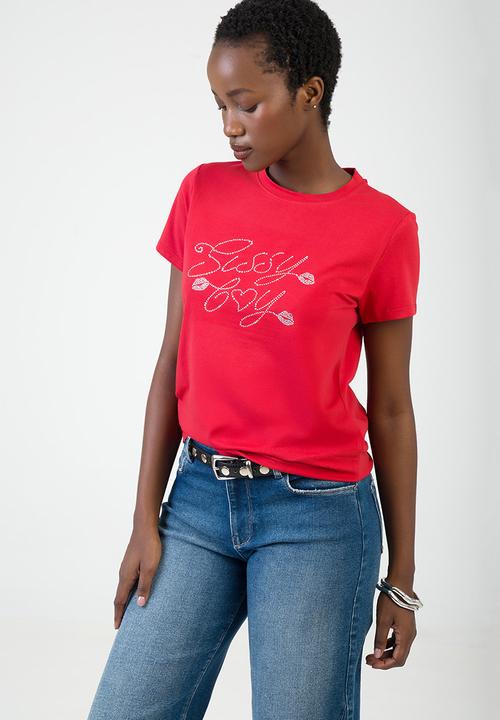 SISSY BOY - Chase It T-Shirt Regular Tshirt With Branded Transfer And Lips Detail - Red