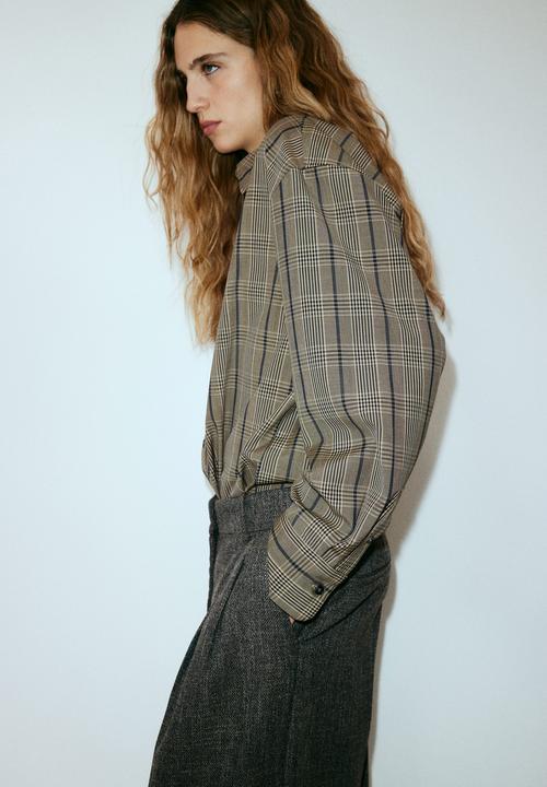 H&M - Oversized shirt - beige/checked 
