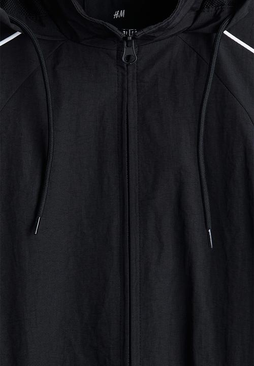 H&M - Hooded track jacket - black/white