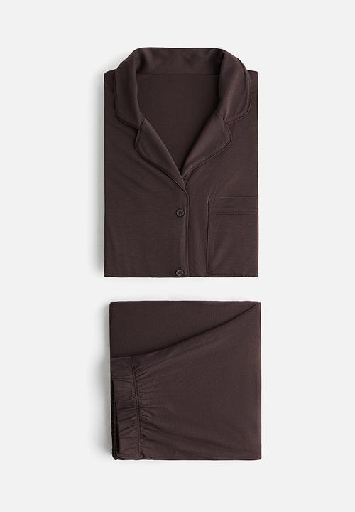 H&M - Viscose-blend pyjamas - dark brown 