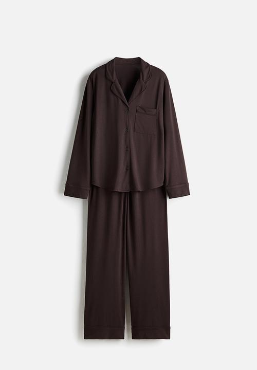 H&M - Viscose-blend pyjamas - dark brown 