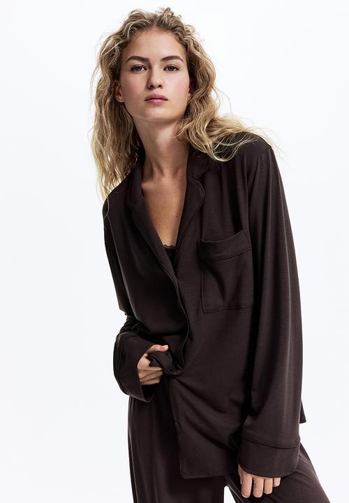 H&M - Viscose-blend pyjamas - dark brown 