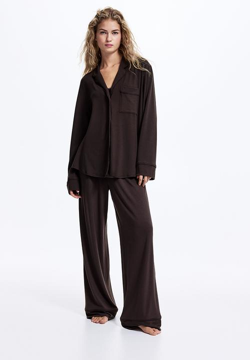 H&M - Viscose-blend pyjamas - dark brown 
