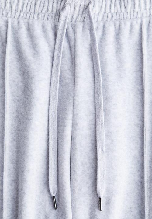 H&M - Wide velour joggers - grey marl 