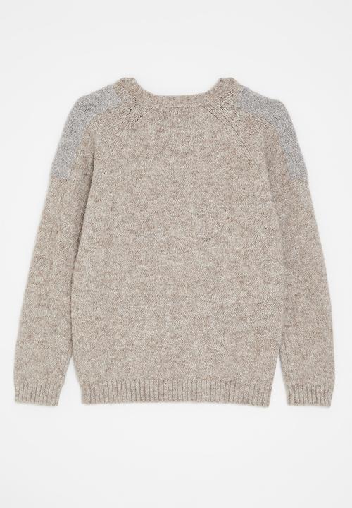 POLO - Boys paul colour blocked knit - oatmeal melange 