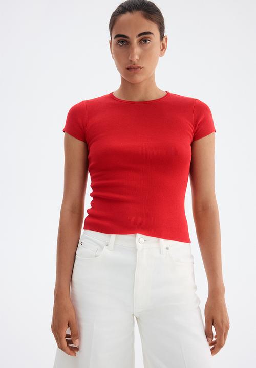H&M - Fine-knit t-shirt - bright red