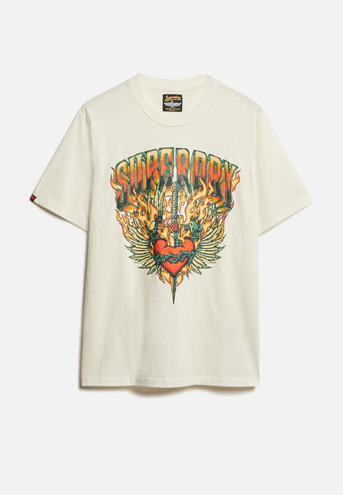 Superdry. - Biker Rock Graphic Loose Tee - U4Y - White 