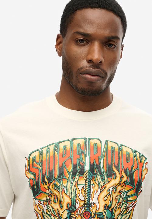 Superdry. - Biker Rock Graphic Loose Tee - U4Y - White 