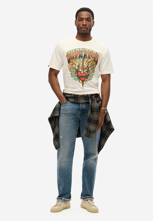 Superdry. - Biker Rock Graphic Loose Tee - U4Y - White 
