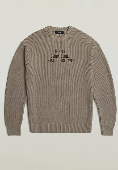 G-STAR - Stencil Gr Loose R Knit - Elephant Skin