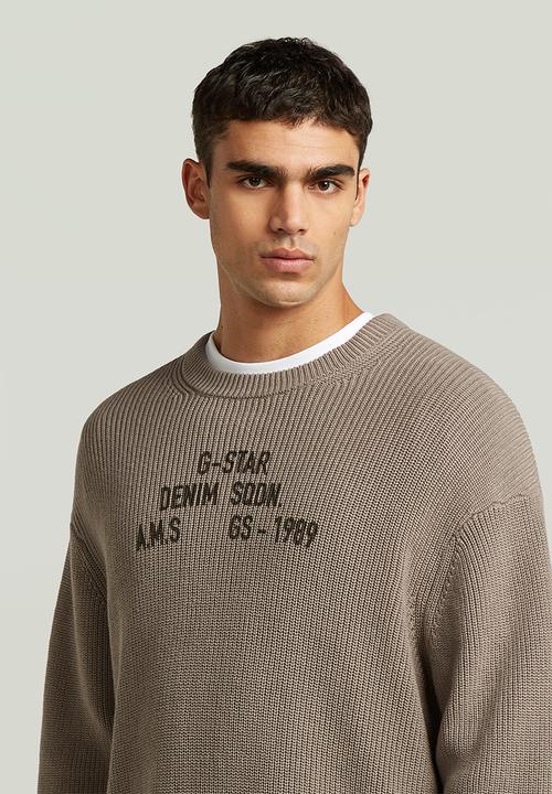 G-STAR - Stencil Gr Loose R Knit - Elephant Skin