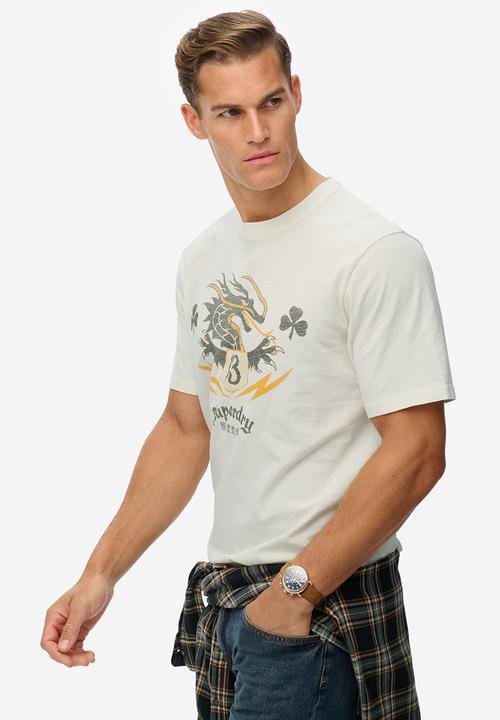 Superdry. - Campaign Souvenir Loose Tee - 22C - Cream