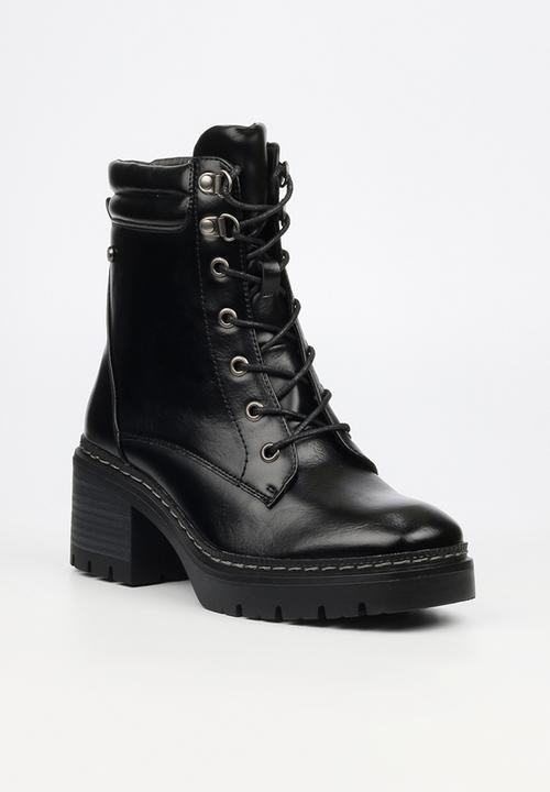 Miss Black - Mercy 2 lace up chunky ankle boot - black