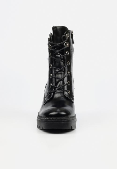 Miss Black - Mercy 2 lace up chunky ankle boot - black