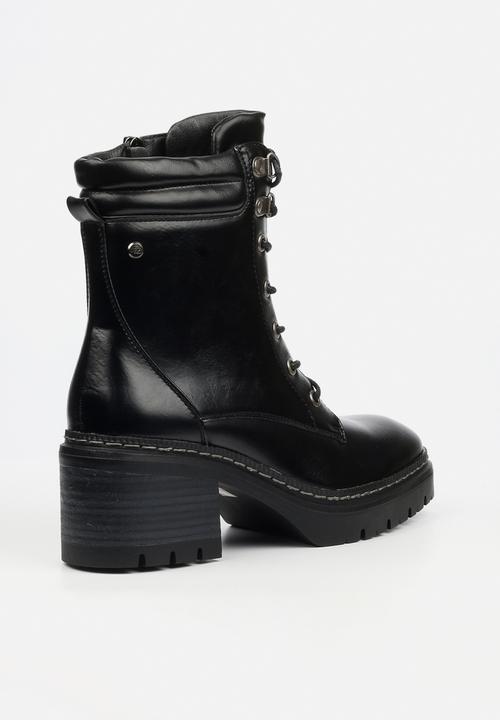 Miss Black - Mercy 2 lace up chunky ankle boot - black