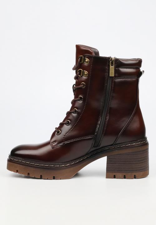 Miss Black - Mercy 2 lace up chunky ankle boot - chocolate