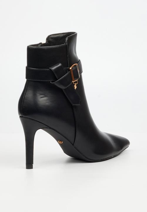Miss Black - Moss 1 belt buckle heel ankle boot - black
