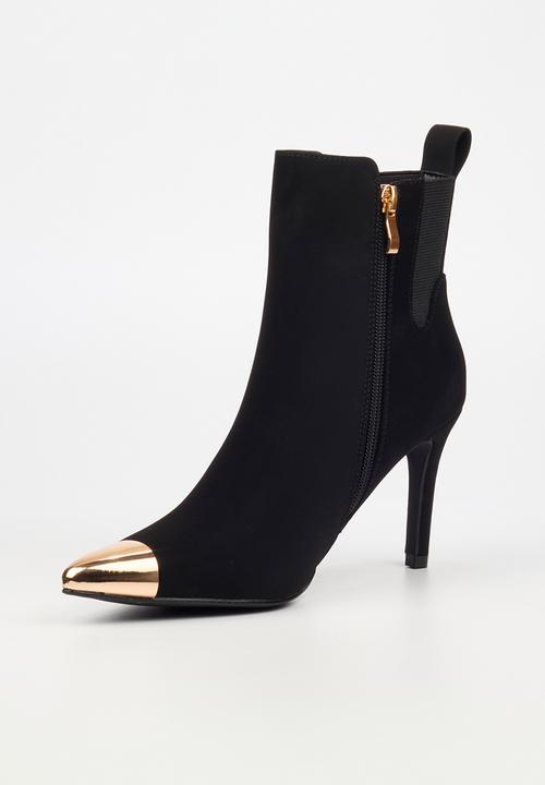 Miss Black - Moss 2 gold toe gusset heel ankle boot - black