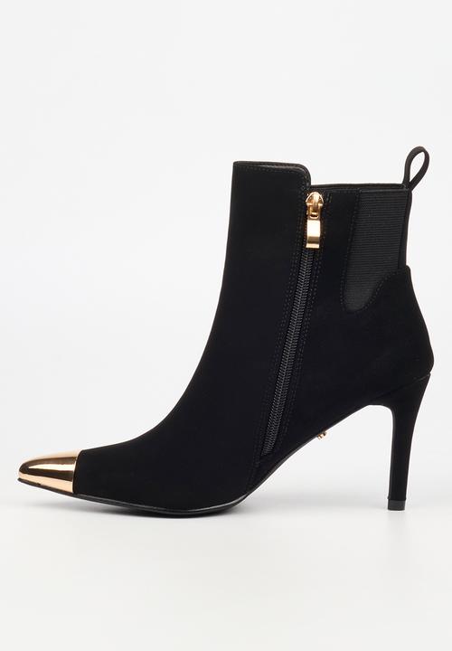 Miss Black - Moss 2 gold toe gusset heel ankle boot - black
