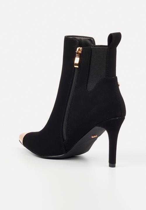 Miss Black - Moss 2 gold toe gusset heel ankle boot - black