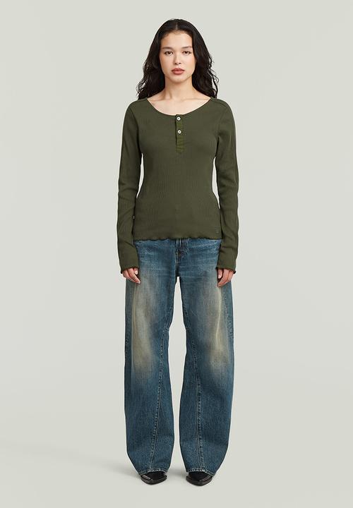G-STAR - Slim henley r t l\s wmn - Asfalt