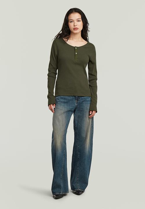 G-STAR - Slim henley r t l\s wmn - Asfalt