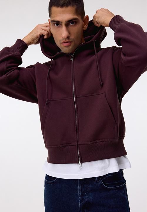 H&M - Oversized fit zip-through hoodie - purple,red