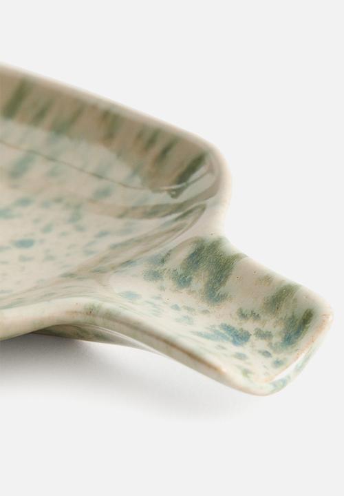 H&M - Stoneware spoon rest - green speckled