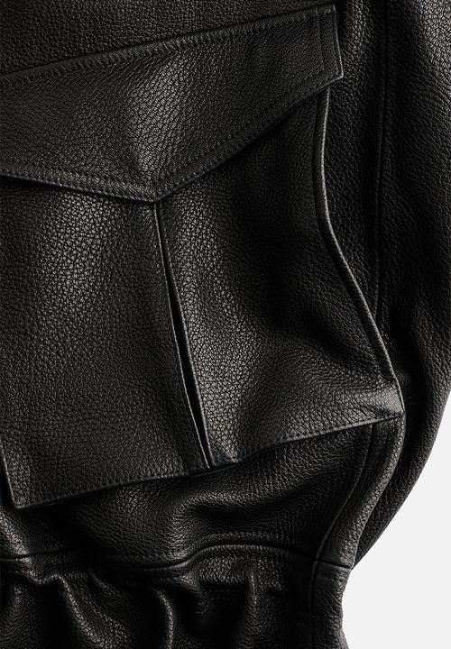 H&M - H&M Studio: Peplum leather jacket - black