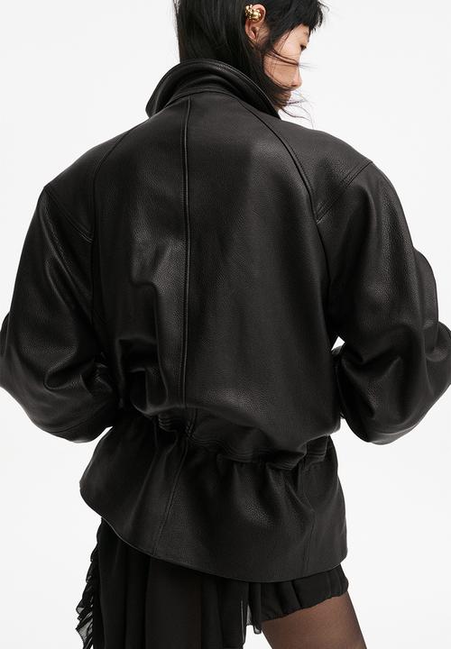 H&M - H&M Studio: Peplum leather jacket - black