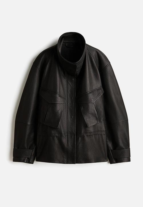 H&M - H&M Studio: Peplum leather jacket - black