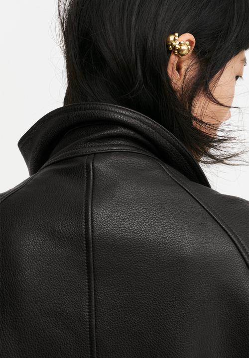 H&M - H&M Studio: Peplum leather jacket - black