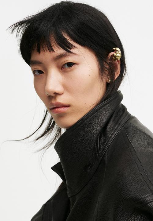 H&M - H&M Studio: Peplum leather jacket - black