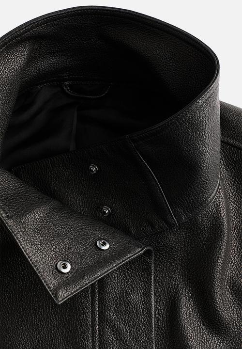 H&M - H&M Studio: Peplum leather jacket - black