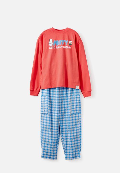 Miffy Adult Long Sleeve Pj Set License - Lcn Mif Coral Red/ Miffy