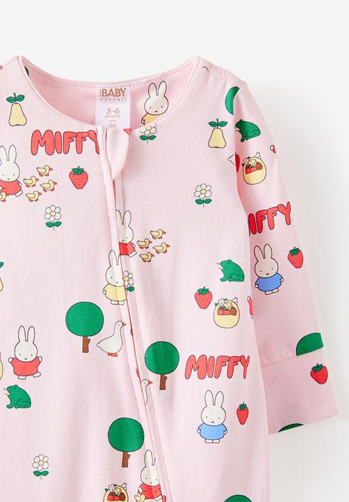 Cotton On - The Long Sleeve Zip Romper License - Lis Mif Tea Party Pink/Miffy Meadow