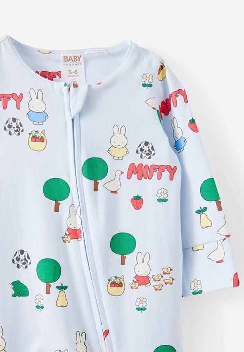 Cotton On - The Long Sleeve Zip Romper License - Lcn Mif Ice Blue/Miffy Meadow
