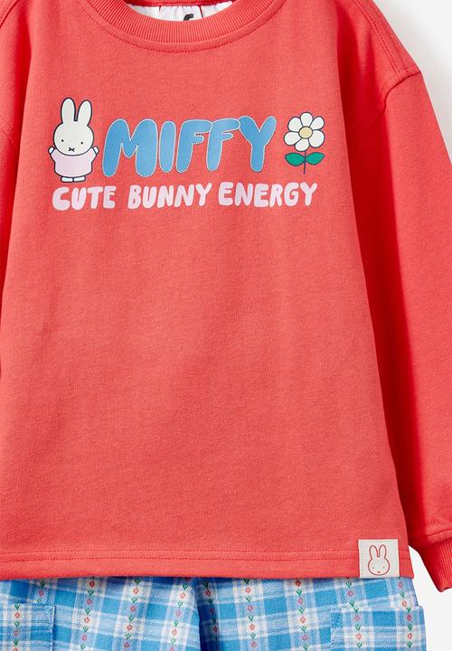 Cotton On - Miffy Long Sleeve Pj Set License - Lcn Mif Coral Red/ Miffy Cute Bunny
