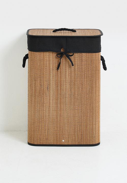 Bamboo laundry basket - black & neutral 