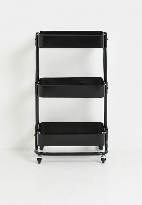 3-Tier Metal Utility Trolley - Black