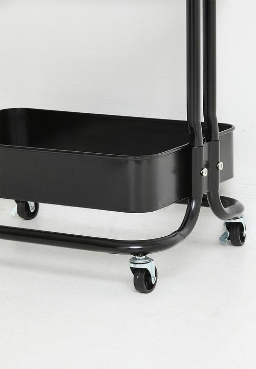Storage Solutions - 3-Tier Metal Utility Trolley - Black