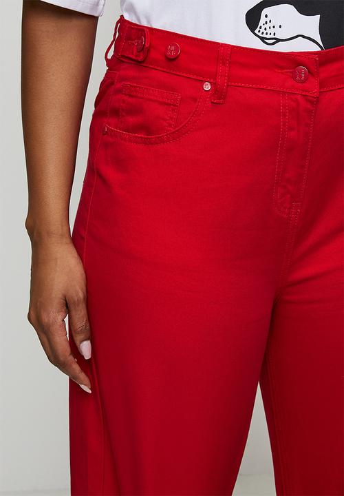 Me&B - Plus Adjustable Waist Wide Leg Jeans - Red