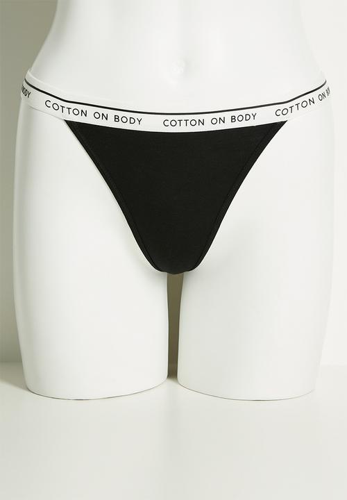 Cotton On - Branded Cotton Tanga G String Brief 3 Pack - multi