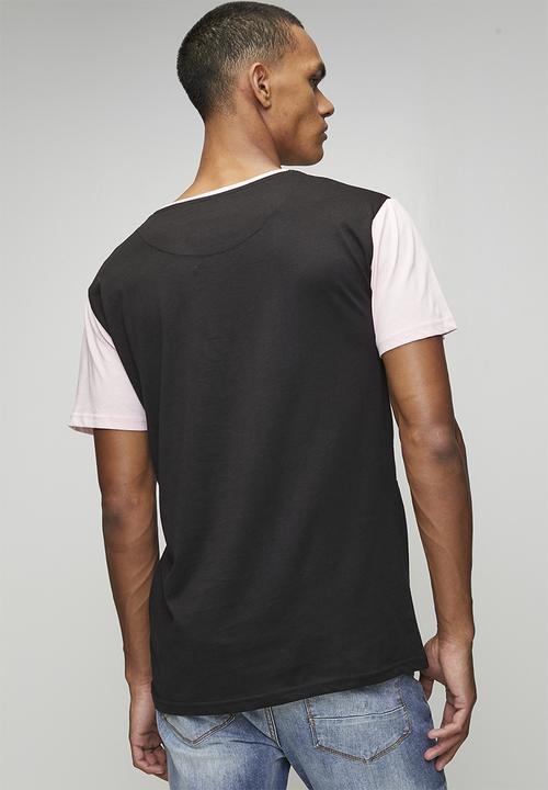 Brave Soul - Crew Neck Short Sleeve T-Shirt  - Powder Pink/Optic White/Jet Black