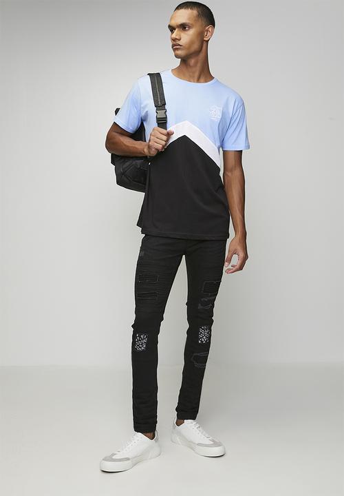 Brave Soul - Crew Neck Short Sleeve T-Shirt - Cloud Blue/Optic White/Jet Black