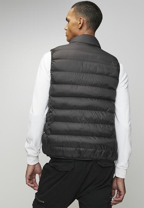Brave Soul - Chevron Quilt Padded Gilet - Black