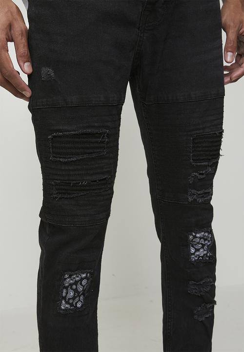 Brave Soul - Denim Biker Jean Long Length - Charcoal Wash
