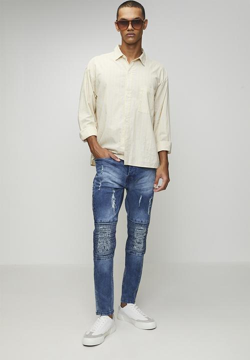 Brave Soul - Denim Biker Jean Regular Length - Blue 