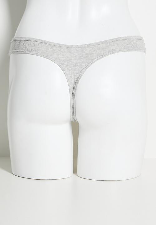 Cotton On - Organic Cotton Rib G String 5Pk - Black/Greymarle/Whiteaqua/Hazymint/Violetblue